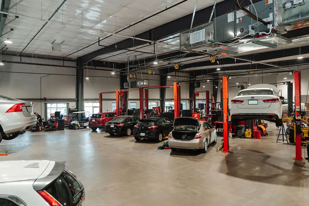 Auto repair shop with cars on lifts